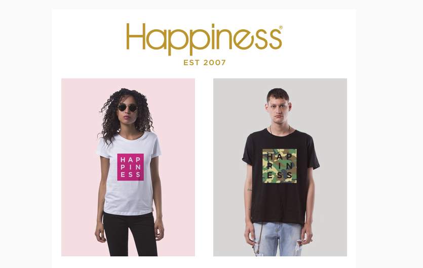 Square logo mania – la t-shirt Happiness per l’estate